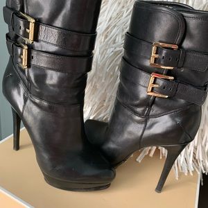 Michael Kors black Mae Shearling leather boot